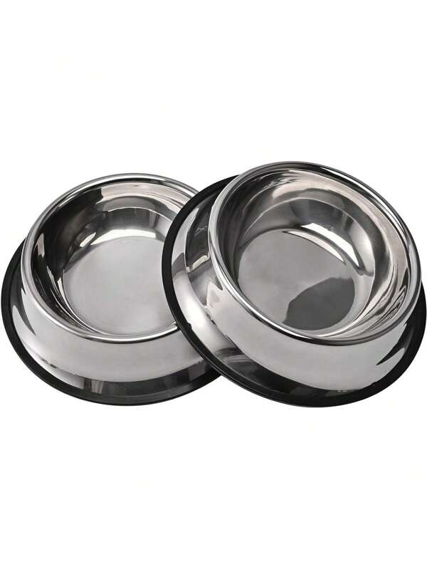 1pc Stainless Steel Pet Bowl With Rubber Base, Suitable For Small/Medium/Large Dogs, Perfect Choice For Pet Food & Water Bowls