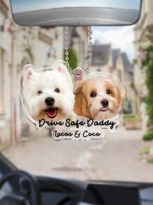个性化宠物照片亚克力汽车吊坠 - 迷人宠物头像照片和名字吊坠 - 可爱猫咪吊坠、驾驶安全汽车吊坠、汽车/背包/钥匙链装饰吊坠