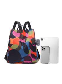 LECEY 新款几何印花大容量多功能女士背包，适合日常使用 - 彩色 - 查看 5