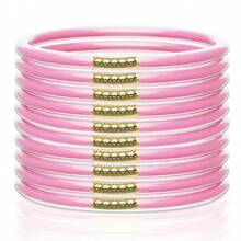 10 件/套柔软硅胶闪光果冻手镯女式 - 闪亮时尚手镯女式 - 彩色 - 查看 3