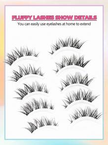 5 对狐狸风格前短后长假睫毛，一体式倾斜狐狸眼形，浓密填充的全长拉长睫毛，适合作为生日、朋友、情人节礼物，韩式美妆风格假睫毛，睫毛，睫毛，假睫毛 - 尖尾漫畫款 - 查看 10