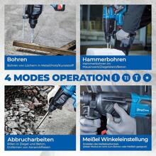 2025-New DongCheng Cordless Hammer Drill 18V, Impact Energy 2.7 J, 4 SDS-Plus Bits, Drilling 28 Mm, Brushless Hammer Drill Motor, Anti-Vibration Handle, Incl. 4Ah Batteries And 2A Charger In The Craftsman's Box - Máy khoan búa không dây 18V 2.7 J - Xem 1