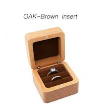 1 Pc Custom Wooden Wedding Ceremony Ring Box, Personalized Engraved Engagement Ring Box, Walnut/Oak Ring Box, 5.5cm Square Ring Bearer, Anniversary Gift, Proposal Ring Box Holder Back To School,Delicate Romance - Multicolor - View 12