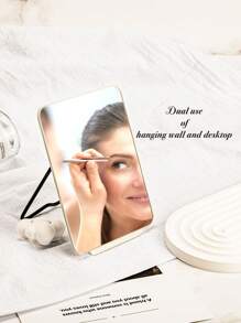 1 PIEZA Espejo de maquillaje blanco cuadrado de doble uso montado en la pared y espejo de maquillaje de escritorio - El mejor regalo para mamá, tía, abuela, hija, sobrina, hermana, amiga, novia, esposa, novia, dama de honor, madrina