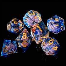 7pcs Colorful Resin Dice Set - Enhance Your Gaming Experience, Precise Dice Rolling, Suitable For Parties, Family Gatherings, And Holiday Gifts - Blue - View 3
