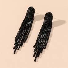 Coating Blue Zirconia Long Tassel CZ Crystal Earring For Women 1 Pair - Multicolor - View 18