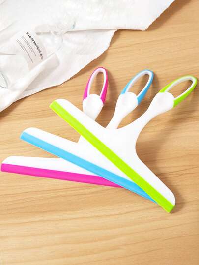 1pc Soft Silicone Glass Scraper, Streak-Free Window Cleaner, Kitchen Oil Remover, Bathroom Floor & Tile Squeegee, Double-Sided, Colorful Car Glass Scraper, Non-Slip Window Cleaning Tool (Random Color)