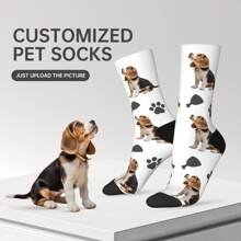 1 paar aanpasbare unisex 3D-geprinte sokken, gepersonaliseerde foto of digitaal ontwerp all-over-print, comfortabele ademende sokken tot aan de kuit, uniek en creatief cadeau voor Pasen, Vrouwendag, Vaderdag, terug naar school, speciale gelegenheden