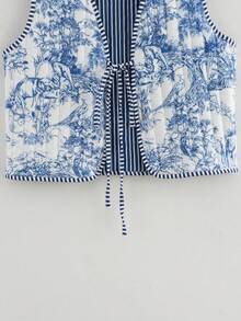 ZEVITY Top sin mangas con nudo delantero y estampado de flores y top ligero