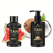 椰子油防晒身体乳液含芦荟、巧克力、紧致肌肤、夏季、海滩、阳光、外出、面部和身体晒黑霜，男女皆宜-200ml / 100ml - 彩色 - 查看 1