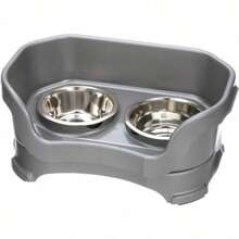 Medium Gunmetal Deluxe Model Mess-Proof Dog Bowls -   Elevated, No Spill, Non-Tip, Non-Slip, Stainless Steel Food And Water Bowls For Pets