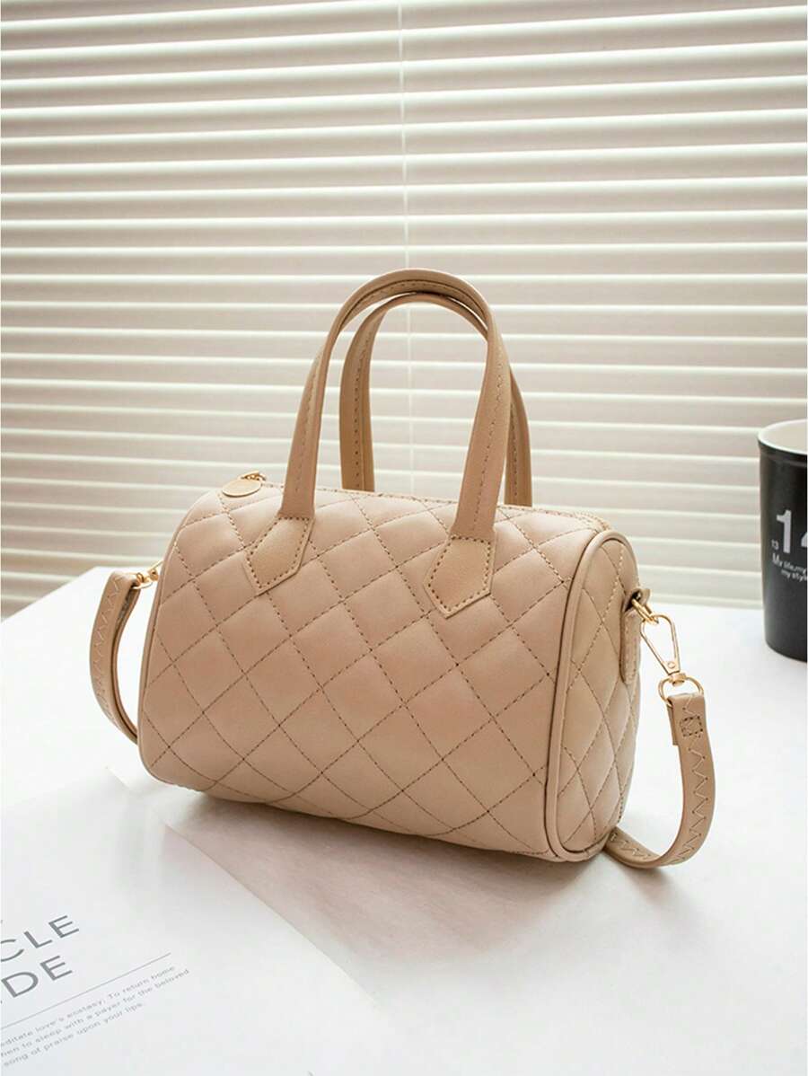 1pc Solid Color Simple Quilted Mini Crossbody Bag, Light Luxury Fashion Mini Shoulder Bag, Women's Zipper Mini Tote Bag, Suitable For Women, Girls, Girls, Holiday Gifts, Holidays, Travel, Gifts.
