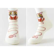 1Pair Mid Length Spring And Summer Women's Socks, Cat And Animal Long Socks, Breathable, Comfortable, And Casual - Multicolor - View 7