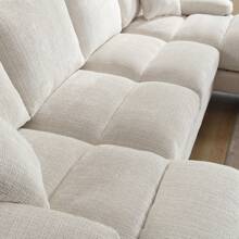 Canapé d'angle moderne en forme de U, tissu chenille, canapé surdimensionné avec méridienne, canapé modulable avec pouf et coussins, élégant pour le salon