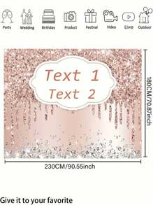 1 pieza- Lienzo de fondo personalizado, tela de fondo para fiesta, lienzo con destello dorado rosa, tela de fondo para cumpleaños feliz, decoración de pared de fondo fotográfico, tela de fondo para fiesta, lienzo personalizado para fiesta de cumpleaños en jardín de hotel familiar, se puede personalizar con nombre, es la decoración ideal e indispensable para crear la escena de cumpleaños talla grande de moda, sólido y reutilizable.