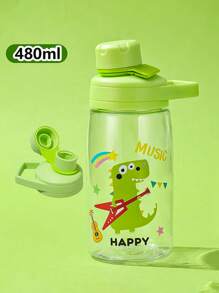 1pc480ml Children's Direct Drink Sports Water Cup Cartoon PC Material Water Cup Summer Outdoor Large Capacity Student Handy Cup, Suitable For Children To Use The Water Cup