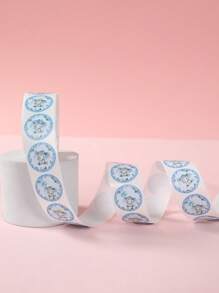 500张/卷 蓝色小象圆形贴纸，可爱小象标签，适用于性别揭晓派对、生日、节日派对、礼品包装、礼品袋封口、DIY日记本、杯子、计划本、购物/商业装饰、不干胶标签 - 藍色小象 - 查看 7