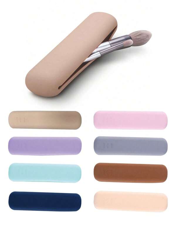1 Pezzo di scatola portatile per la conservazione dei pennelli da trucco da viaggio, con grande capacità, in silicone di moda, per la conservazione di strumenti da trucco viso, morbida e liscia