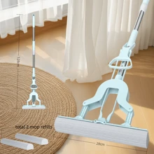 House Cleaning Tools Sponge Mop Roller Sponge Mop Self Squeeze Sponge Mop Stainless Steel Handle With PVA Absorbent Mop Head Refills For Home Commercial Use Tile Floor Bathroom Garage Cleaning - White - View 19