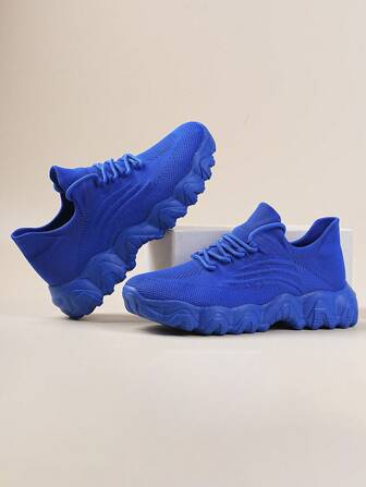 Women's Spring/Summer 2025 New Korean Version Breathable Absorb Sweat Lace-Up Thick Sole Sports Casual Chunky Sneakers, Fitness & Running Shoes, Women's Health Shoes, Plus Size, Unisex