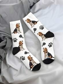 1 paar aanpasbare unisex 3D-geprinte sokken, gepersonaliseerde foto of digitaal ontwerp all-over-print, comfortabele ademende sokken tot aan de kuit, uniek en creatief cadeau voor Pasen, Vrouwendag, Vaderdag, terug naar school, speciale gelegenheden