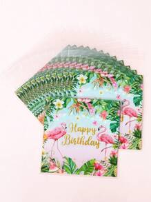 50/100Pcs Hawaiian Flamingo Happy Birthday Print Gift Bags,Birthday Theme Cookie Candy Bag,Tropical Flowers Hawaii Party Packing Bags,Birthday Party Decorations,Aloha Luau Hawaii Design Party Supplies,Summer Party Decor,Gift Packing