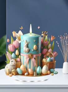 1 vela acrílica bohemia y decoración de huevo de Pascua, decoración de escritorio estilo bohemio 2D, versátil para decoración del hogar y días festivos, adecuado para salas de estar, dormitorios, oficinas, perfecto para regalos de Pascua y Día de la Madre