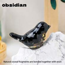 1 件装天然水晶鸟雕像灵气石雕像风水雕塑宠物纪念装饰品家居花园