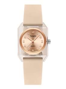 1pc Women's Vintage Square Quartz Watch, Suitable For Daily Wear - Beige - View 3