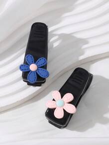 1pc Flower Decor Multifunctional Car Sun Visor Clip, Holds Sunglasses, Cards, Notes