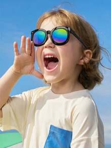 1 PC Boys Girls 4-8Y Acrylic Casual Clashing Color Spring Fashion Glasses For Holiday Outing, Costume Matching And Party Use