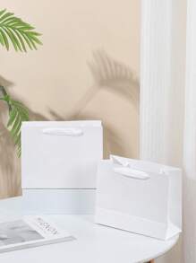 10,6 * 3,14 * 8,07 pulgadas (27 * 8 * 20,5 cm), Paquete de 2 piezas, Bolsa de regalo de papel con asa horizontal blanca, Empaque premium