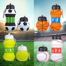 1 pieza Vaso de agua plegable y portátil con forma de pelota deportiva y gancho de mosquetón - Multicolor - Ver 9