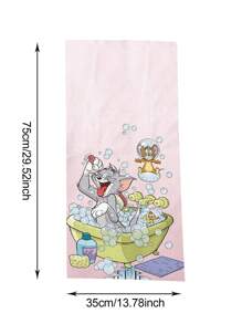 TOM AND JERRY. 1pc Cartoon Tom & Jerry Pattern Beach Towel, Soft & Comfortable For Home, Bathroom, Swimming, Children & Adults