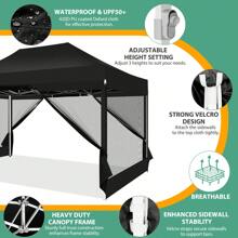 tooluck 10x15 Pop Up Canopy Tent With 4 Sidewalls, Heavy Duty Easy Up Outdoor Canopy With Mosquito Net Pop Up Screen Tent For Parties, Screened Canopy For Backyard With Handbag - 黑色 - 查看 9