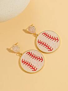 1 Paar Softball-Design Boho Perlenohrringe, Geschenk für Frauen Baseball-Fans