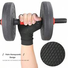 1 Par de Luvas de Compressão para Mulheres e Homens, Luvas de Fibra de Cobre de Meia Digitação, Design Anti Derrapante em Forma de Favo de Mel na Palma, Proteção Respirável para Esportes, Luvas de Proteção Macia de Punho para Ciclismo, Direção, Corrida, Levantamento de Peso, Golfe, Badminton