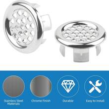 4PCS Bathroom Sink Overflow Ring, Round Sink Plug/Ring & Sink Hole Cover For Drain Cover Sink, Wash Basin Overflow Hole Plug Back To School - Silver - View 9