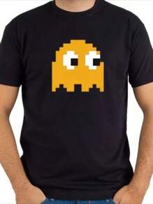 Playera Camiseta Pacman Fantasma Color Personalizado Logo Ux 1 camiseta 200 g 100% algodón - Negro - Ver 1