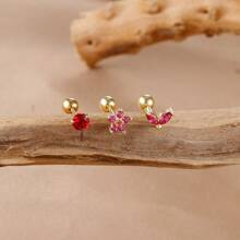 3 件装 18K 镀金不锈钢耳屏软骨穿孔耳环套装 女式耳屏耳钉时尚珠宝 - 3pcs Earrings set - 查看 6