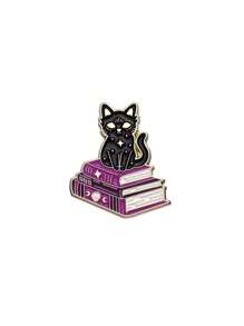 1pc Cartoon Letter Quote Creative Personalized Burning Bus Magic Cat Decorative Zinc Alloy Brooch