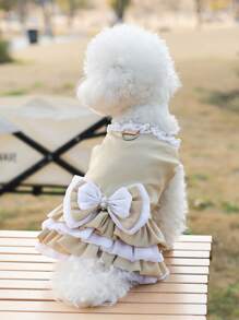 Dog Princess Dress, Summer Lightweight Clothes, Thin Tank Dress For Teddy, Pomeranian, Small/Medium Dogs, Pet Clothing, Spring/Summer - Champagne - View 1