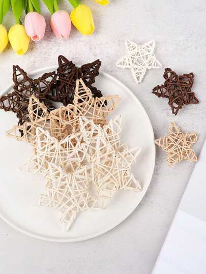 Juego de 12 piezas/3 piezas de 6/9/12 cm (2.36/3.54/4.72 pulgadas) de relleno de jarrón de estrella de ratán natural, artesanías de árbol, masticables de ave doméstica, decoraciones de mesa para fiesta y boda, artesanía para el hogar, accesorios colgantes DIY, mejor regalo, adornos de decoración para el hogar, ramas de árbol, boda de jardín, fiesta de Halloween y Navidad, decoración de mesa de café, artesanías DIY