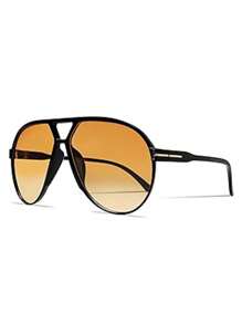 1pc Women's Fashion Large Frame Double-Bridge Aviator Glasses For Summer Beach Vacation,Outdoor,Travel