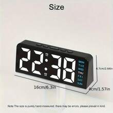 1pc LED Modern Multi-Function Digital Alarm Clock Ambiance Light With Adjustable Brightness, Date Display And USB Power Supply, Dual Alarm Clock Display - Stylish Rectangular Design For Bedroom And Living Room Decor, Bedroom Alarm Clock ( No Battery, Battery Only Memory Function ) Gifts Birthday Graduation