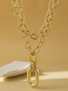 1pc Exquise dubbellaagse aluminium kettingketting - Stapelbaar, Hip-Hop Punk-stijl, Eenvoudig en modieus, Perfect voor dagelijks gebruik door vrouwen, concerten en muziekfestivals