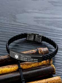 Bracelet d'alerte médicale personnalisé pour hommes et femmes, bracelet en PU imperméable avec identification d'alerte médicale d'urgence. Cadeau personnalisé pour lui
