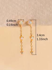 Vanel 2 pièces Boucles d'oreilles à clous avec franges et faux opale, accessoires de boucles d'oreilles pour femmes, convient pour un port quotidien