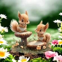 Adorable 2D Flat Acrylic Squirrel Garden Plaque, Suitable For Both Indoor And Outdoor Decoration. Ideal For Flower And Landscape Design, A Top Pick For Courtyards And Lawns, And A Must - Have For Creating Holiday Atmosphere.