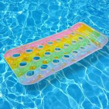 1pc Inflatable Hole Floating Bed, PVC Material Hollow Sequin Gradient Floating Pad, Summer Beach Inflatable Floating Device, Water Relaxation Lounge Chair Pool Float, Beach Essentials, Beach Accessories - Multicolor - View 11